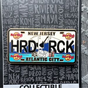 HARD ROCK Atlantic City, New Jersey license plate pin - RARE!